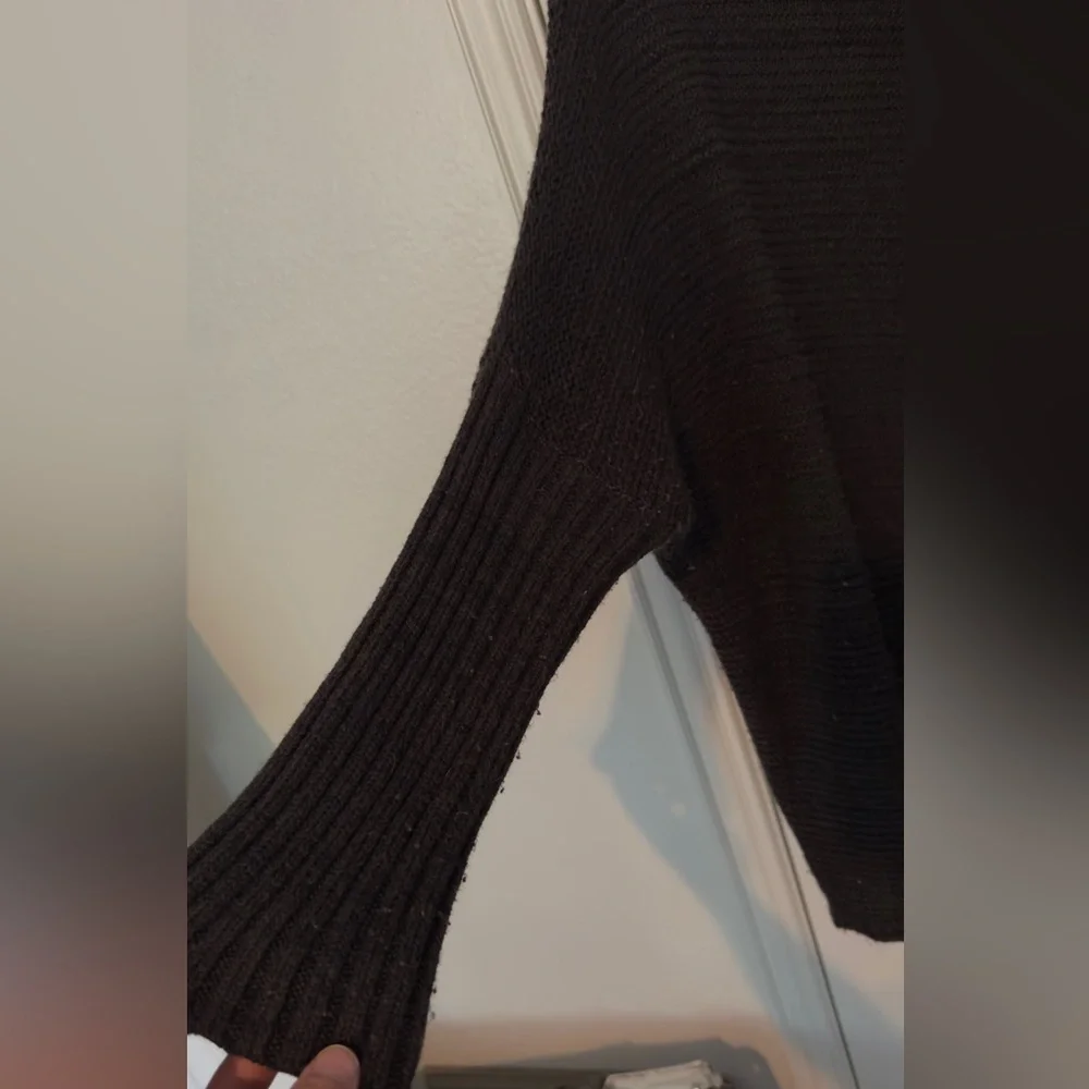 COZY CASUAL Chunky Cocoon Cardigan Open Front Woven Sweater Dark Brown & Black